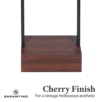 Sarantino Wood Floor Lamp – Cherry Finish with White Oval Shade