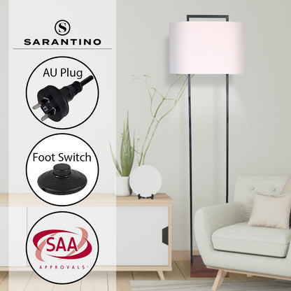Sarantino Wood Floor Lamp – Cherry Finish with White Oval Shade
