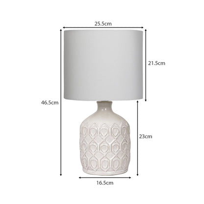 Sarantino Ceramic Table Lamp In Cream - TRENDZ