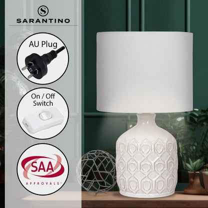 Sarantino Ceramic Table Lamp In Cream - TRENDZ