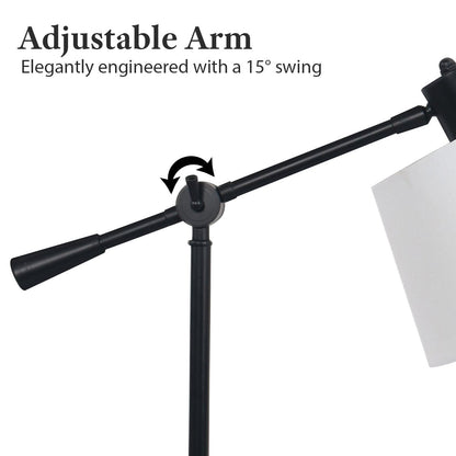 Sarantino Adjustable Metal Table Lamp In Black - TRENDZ
