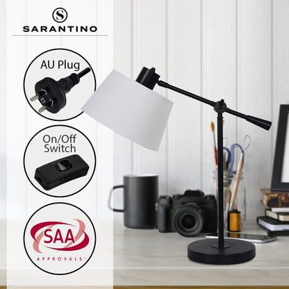 Sarantino Adjustable Metal Table Lamp In Black - TRENDZ