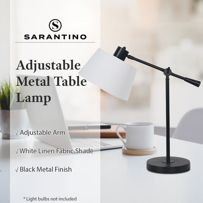 Sarantino Adjustable Metal Table Lamp In Black - TRENDZ