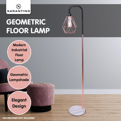 Sarantino Rose Gold Floor Lamp with Geometric Shade - TRENDZ