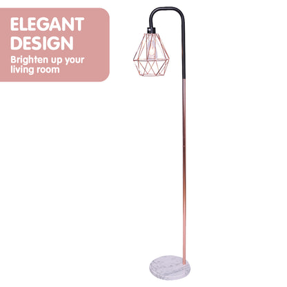 Sarantino Rose Gold Floor Lamp with Geometric Shade - TRENDZ