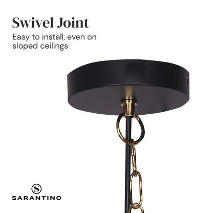 Sarantino Black &amp; Gold Pendant Light – Adjustable Height with Swivel Mount