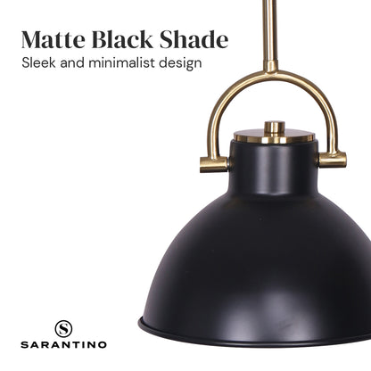 Sarantino Black &amp; Gold Pendant Light – Adjustable Height with Swivel Mount
