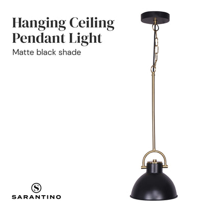 Sarantino Black &amp; Gold Pendant Light – Adjustable Height with Swivel Mount