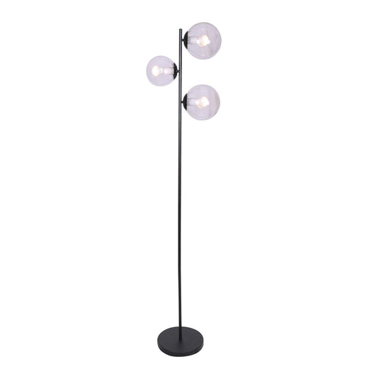 Sarantino 3-Light Black Metal Floor Lamp - TRENDZ