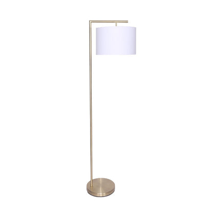 Sarantino 90-Degree Arc Floor Lamp – Brass Finish with Drum Shade