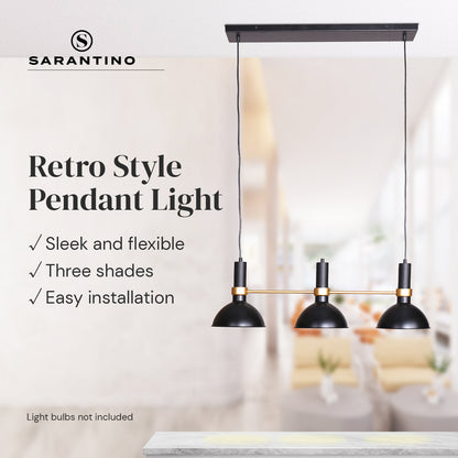 Sarantino 3-Light Hanging Pendant Lamp – Adjustable Retro Style