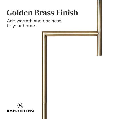 Sarantino Arc Floor Lamp – Antique Brass Finish with Cream Linen Shade