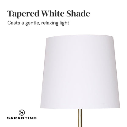 Sarantino Arc Floor Lamp – Antique Brass Finish with Cream Linen Shade