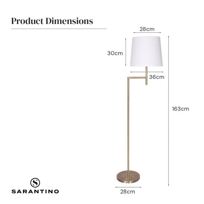 Sarantino Arc Floor Lamp – Antique Brass Finish with Cream Linen Shade