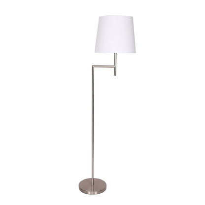 Sarantino Arc Floor Lamp – Nickel Finish with White Tapered Shade