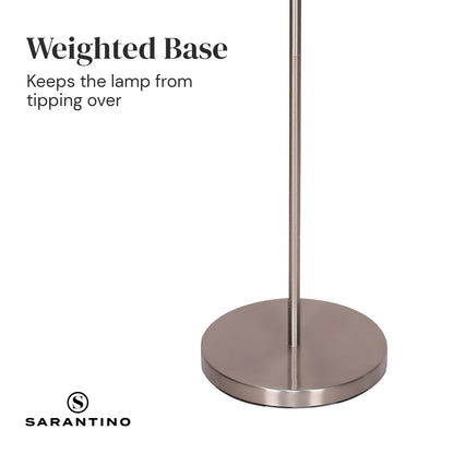 Sarantino Arc Floor Lamp – Nickel Finish with White Tapered Shade