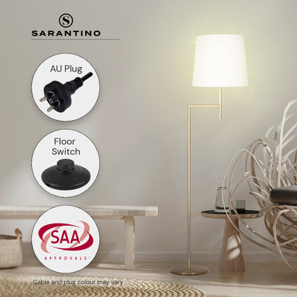 Sarantino Arc Floor Lamp – Nickel Finish with White Tapered Shade