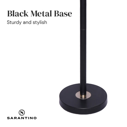 Sarantino Floor Lamp – Matte Black &amp; Brass Finish with White Linen Shade