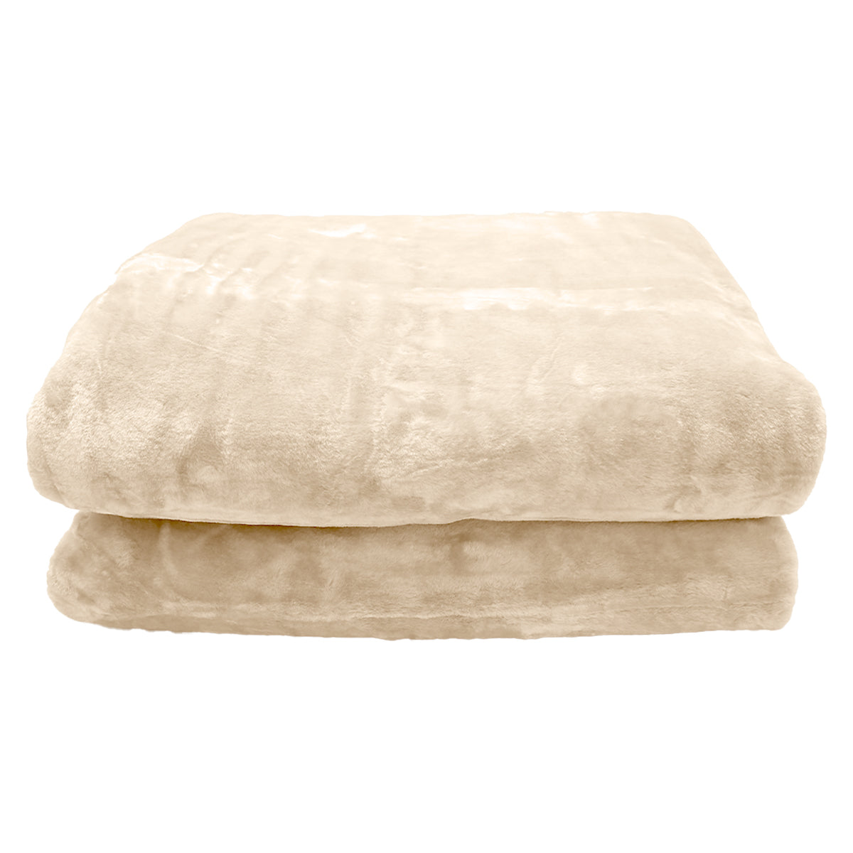 Laura Hill 800-gsm Faux Mink Throw Rug Blanket Queen Size Double-sided Large 220 X 240cm Heavy - Cream - TRENDZ