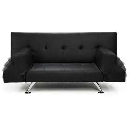 Sarantino Brooklyn Sofa Bed Faux Leather Lounge Couch Futon Furniture Adjustable Suite Bk - TRENDZ