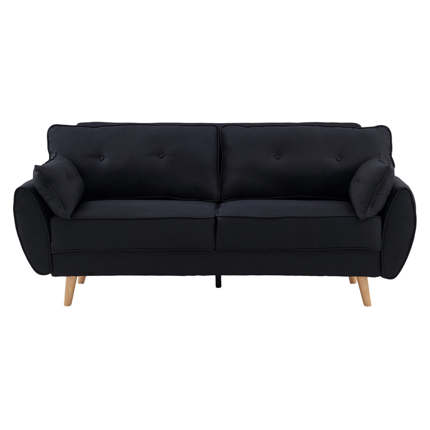 Sarantino 3 Seater Modular Linen Fabric Sofa Bed Couch Futon Suite - Black - TRENDZ