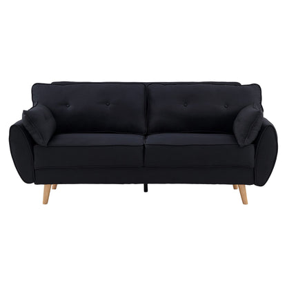 Sarantino 3 Seater Modular Linen Fabric Sofa Bed Couch Futon Suite - Black - TRENDZ