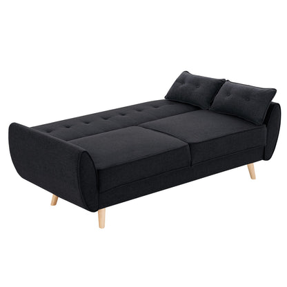 Sarantino 3 Seater Modular Linen Fabric Sofa Bed Couch Futon Suite - Black - TRENDZ