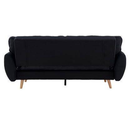 Sarantino 3 Seater Modular Linen Fabric Sofa Bed Couch Futon Suite - Black - TRENDZ