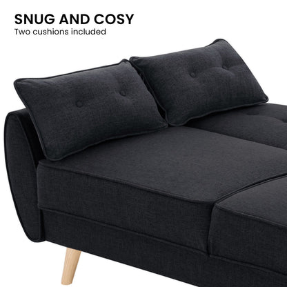 Sarantino 3 Seater Modular Linen Fabric Sofa Bed Couch Futon Suite - Black - TRENDZ