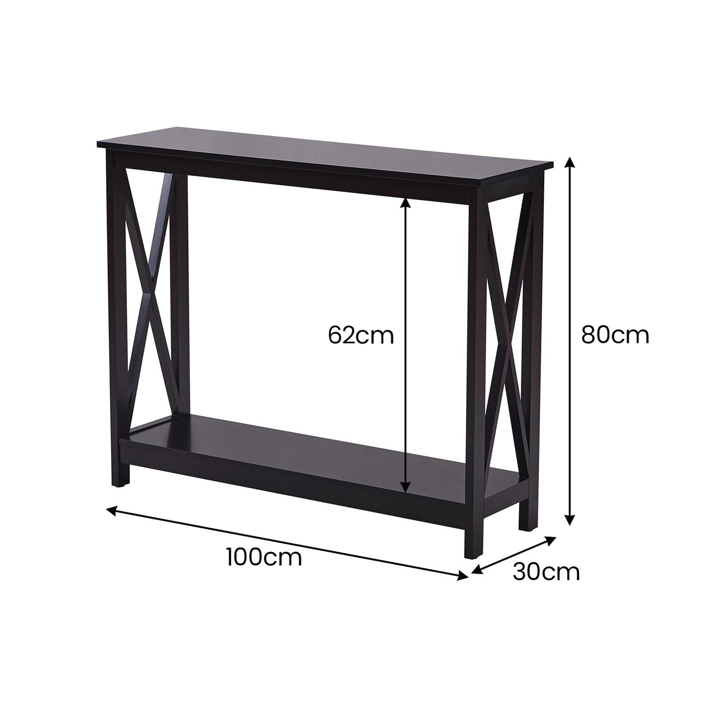 Sarantino Isla X-Frame Console Table in Black - TRENDZ