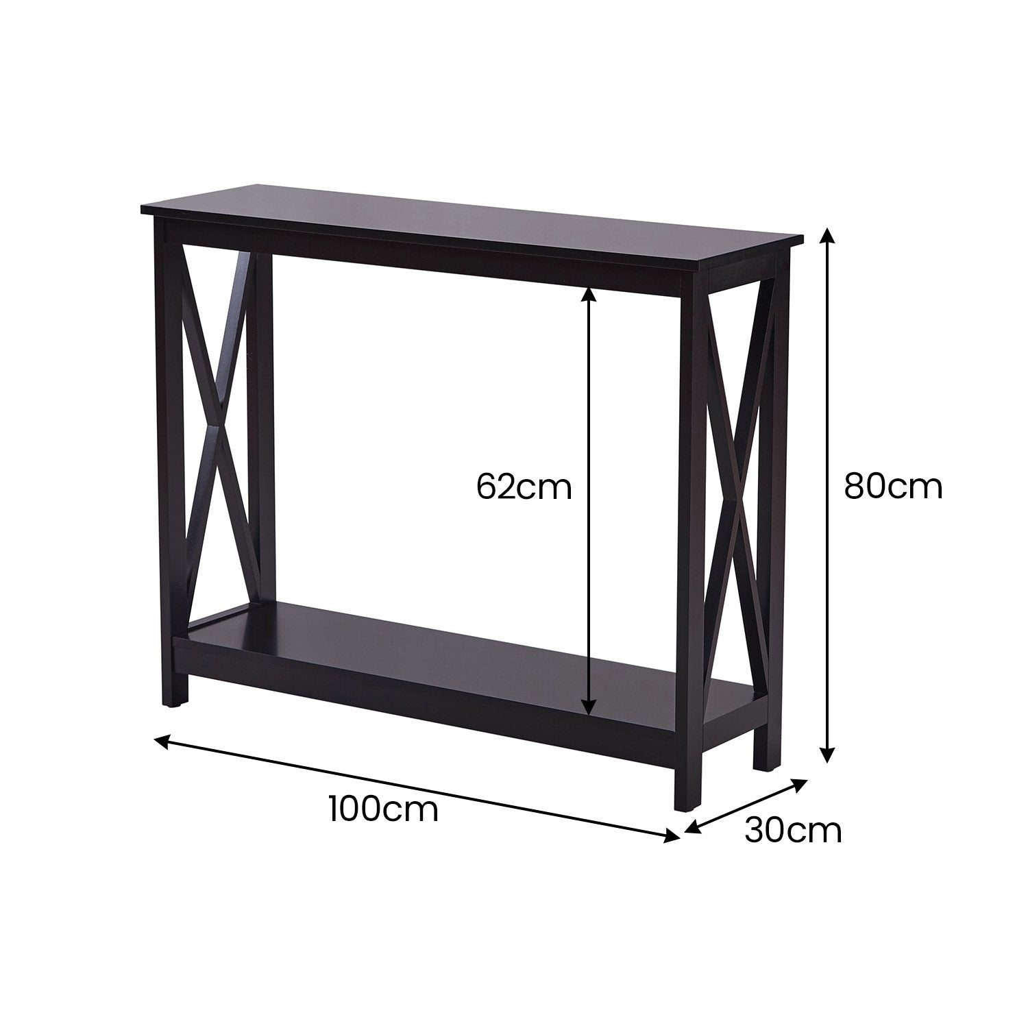 Sarantino Isla X-Frame Console Table in Black - TRENDZ