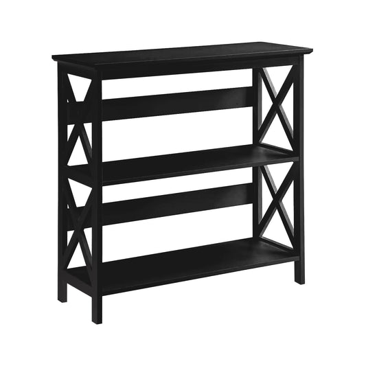 Sarantino Lucas 3-Tier Bookshelf Display Rack in Black - TRENDZ