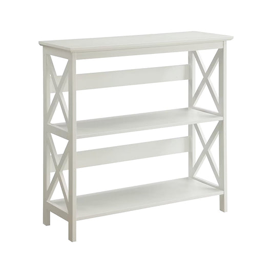 Sarantino Lucas 3-Tier Bookshelf Display Rack in White - TRENDZ