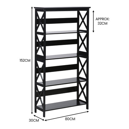 Sarantino Daphne 5-tier Cross Panel Bookshelf - TRENDZ