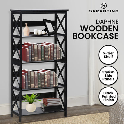 Sarantino Daphne 5-tier Cross Panel Bookshelf - TRENDZ