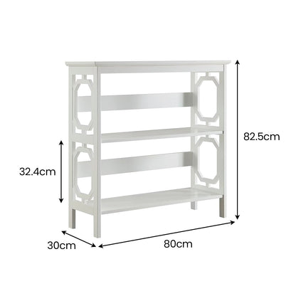 Sarantino Laurel 3-Tier Bookshelf Display Rack in White - TRENDZ