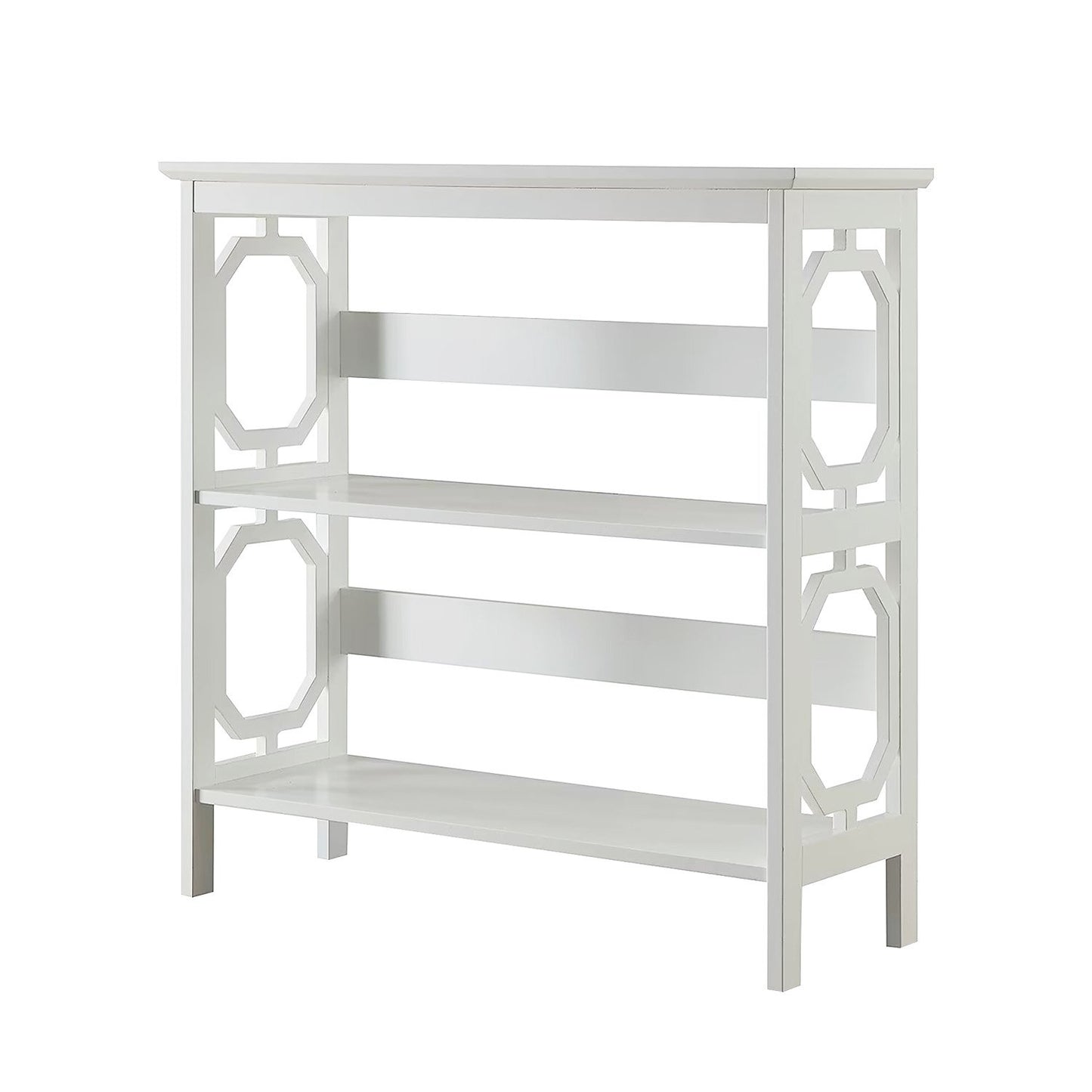 Sarantino Laurel 3-Tier Bookshelf Display Rack in White - TRENDZ