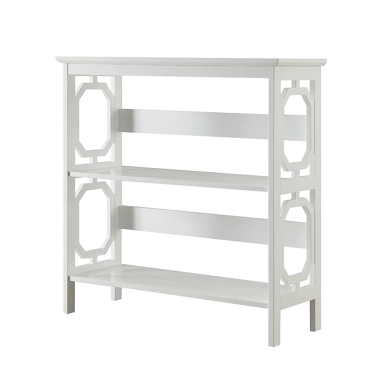 Sarantino Laurel 3-Tier Bookshelf Display Rack in White - TRENDZ