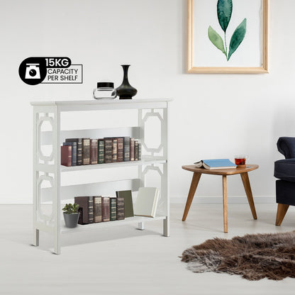 Sarantino Laurel 3-Tier Bookshelf Display Rack in White - TRENDZ