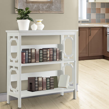 Sarantino Laurel 3-Tier Bookshelf Display Rack in White - TRENDZ