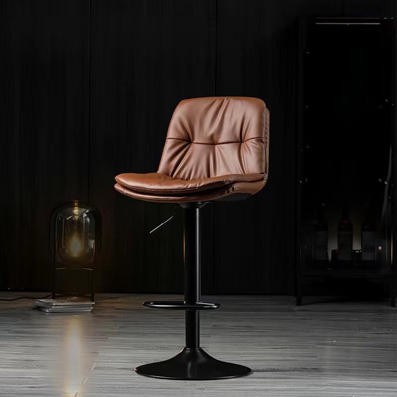 Bar Stools Kitchen Bar Stool Leather Barstools Swivel Gas Lift Counter Chairs x2 BS8406 Brown - TRENDZ