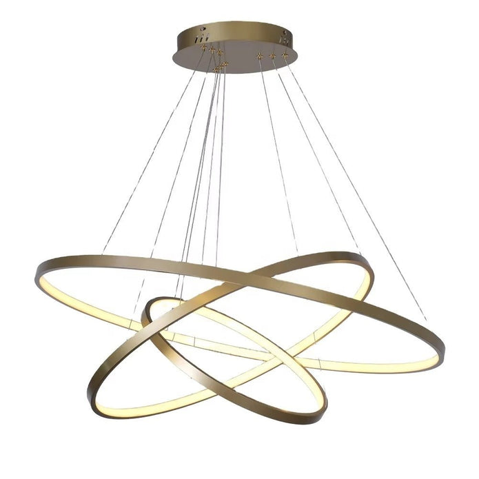 BAMDECOR 18801 Modern LED Chandelier, Dimmable Pendant Light with Remote Control Rings Round Ceiling Lighting Fixture 3 Color Temperatures Contemporary Chandeliers (3 Rings-Gold)
