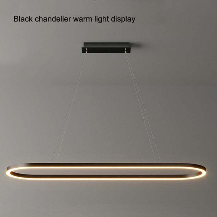 Modern Minimalist Oval LED Pendant Light – Adjustable 120cm White Chandelier