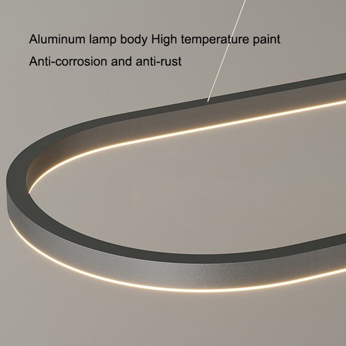 Modern Minimalist Oval LED Pendant Light – Adjustable 120cm White Chandelier