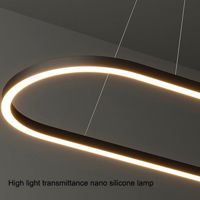Modern Minimalist Oval LED Pendant Light – Adjustable 120cm White Chandelier