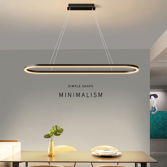 Modern Minimalist Oval LED Pendant Light – Adjustable 120cm White Chandelier