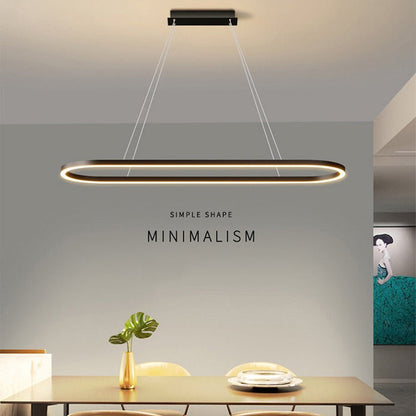 Modern Minimalist Oval LED Pendant Light – Adjustable 120cm White Chandelier