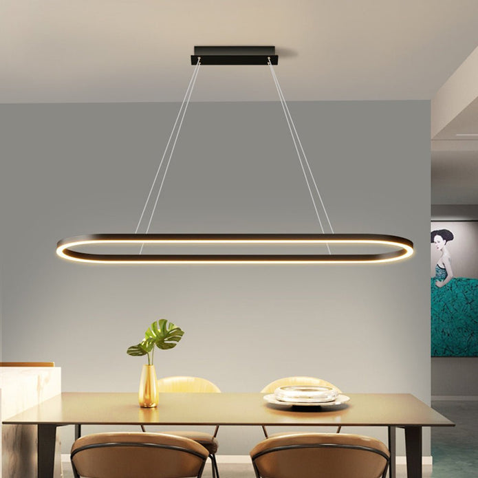 Modern Minimalist Oval LED Pendant Light – Adjustable 120cm White Chandelier
