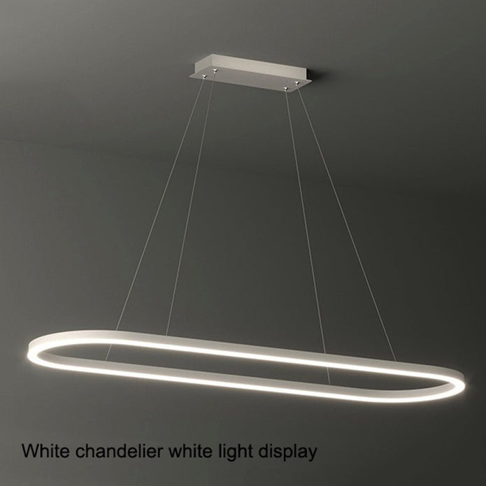 Modern Minimalist Oval LED Pendant Light – Adjustable 120cm White Chandelier