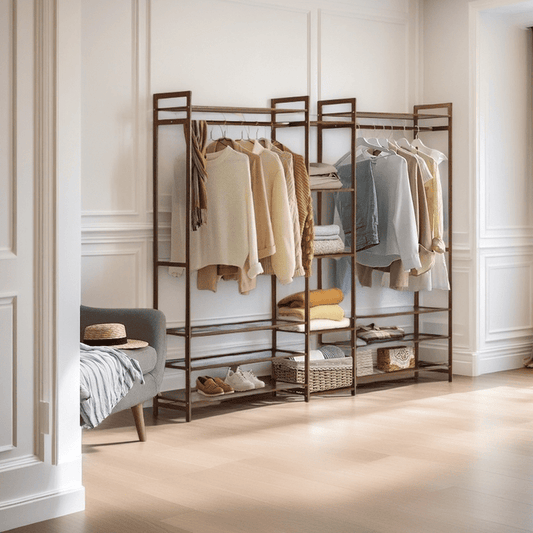 Bamboo Clothes Rack with Hanging Rail & Storage Shelf – 170cm